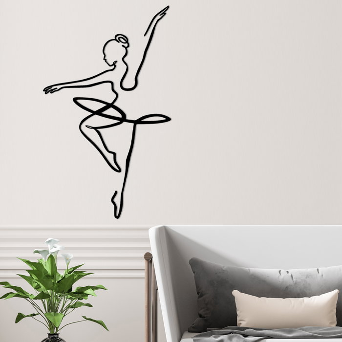 Wallity Ballerina 1 - Escultura de pared de metal negro